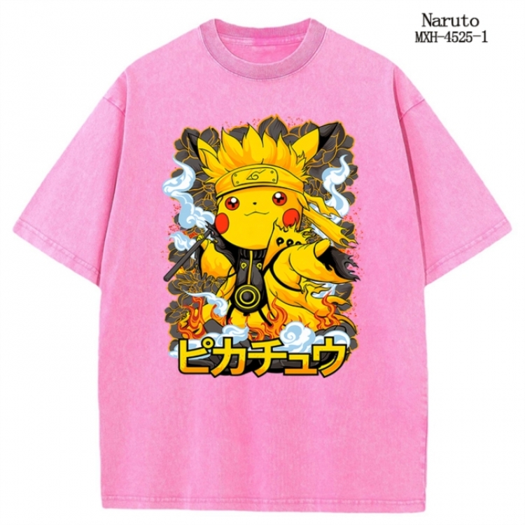 Naruto Anime peripheral pure cotton washed and worn T-shirt from S to 2XL