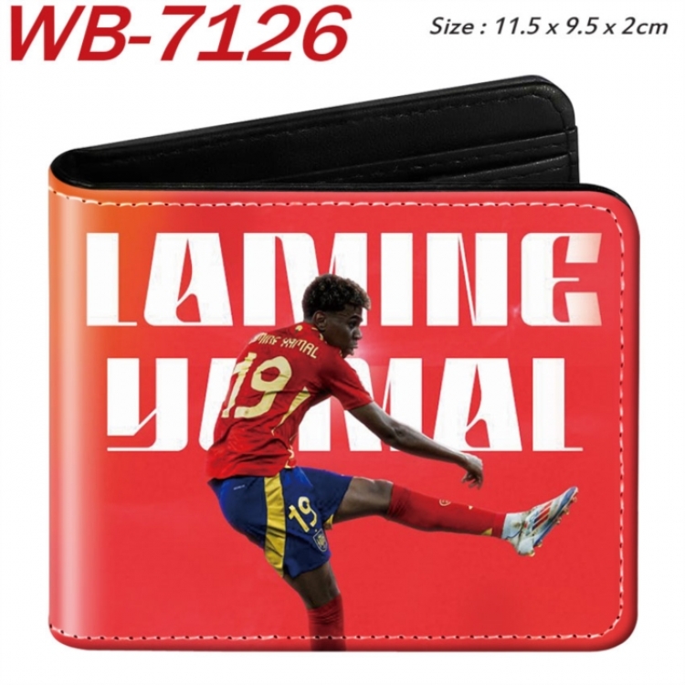 Football star Animation color PU leather half fold wallet 11.5X9X2CM