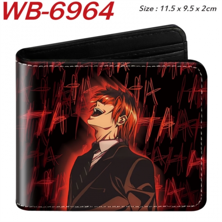 Death note Animation color PU leather half fold wallet 11.5X9X2CM