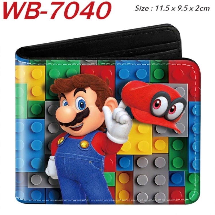 Super Mario Animation color PU leather half fold wallet 11.5X9X2CM