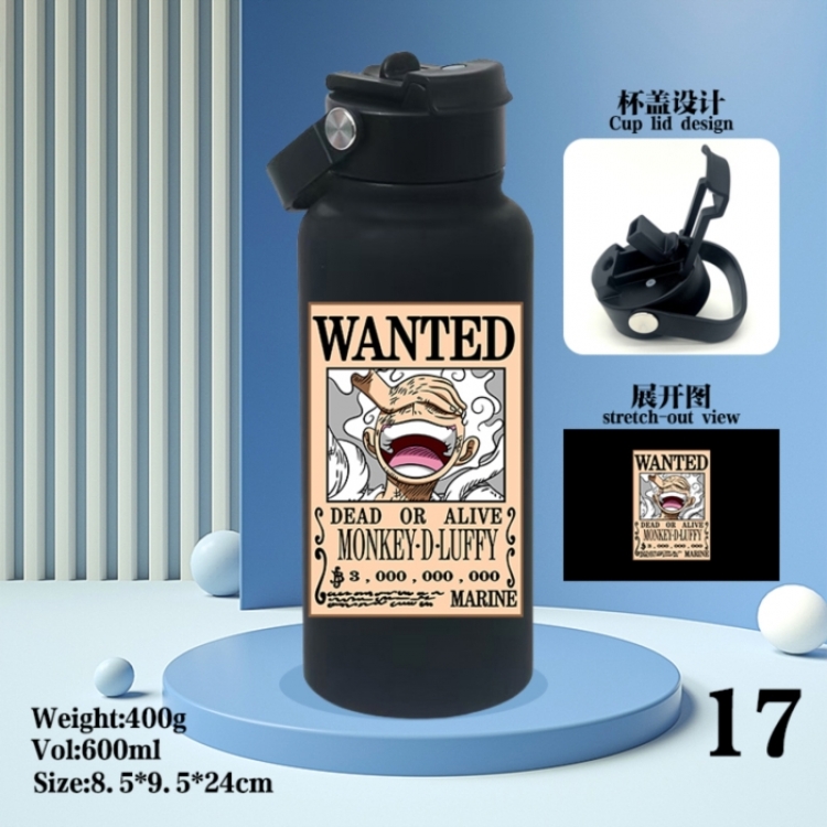 One Piece Anime peripheral new drink portable thermos cup 600ML