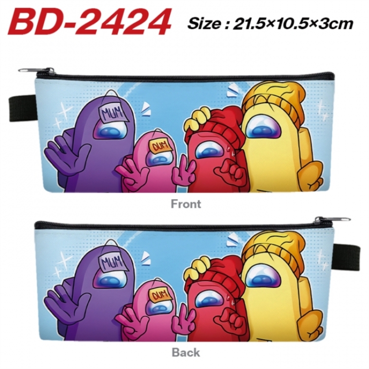 Among us Anime PU Leather Zipper Pencil Case Stationery Box 21.5X10.5X3CM 