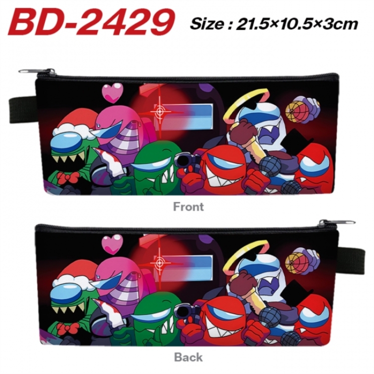 Among us Anime PU Leather Zipper Pencil Case Stationery Box 21.5X10.5X3CM 