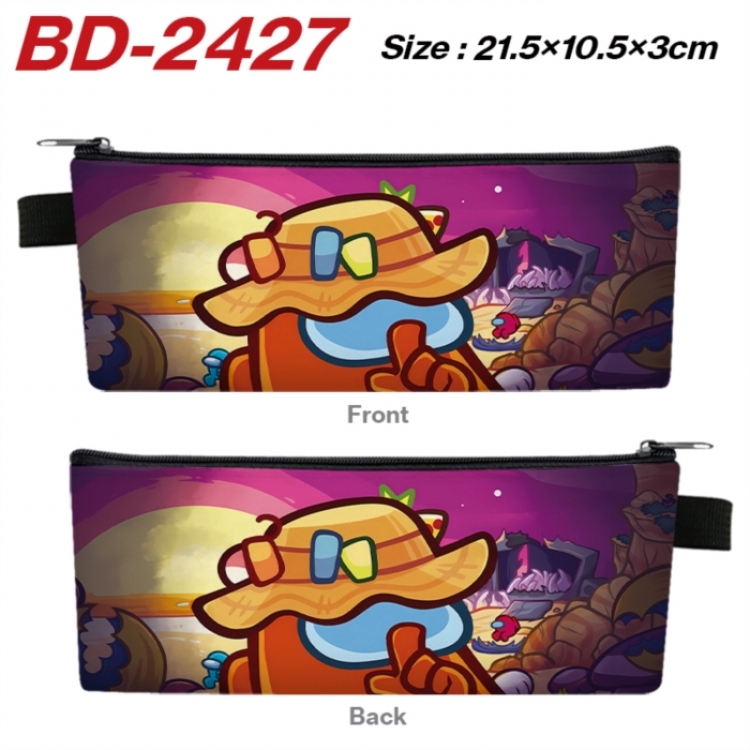 Among us Anime PU Leather Zipper Pencil Case Stationery Box 21.5X10.5X3CM 