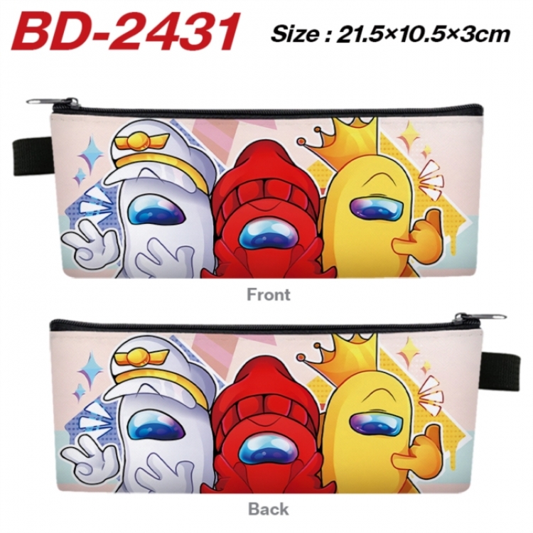 Among us Anime PU Leather Zipper Pencil Case Stationery Box 21.5X10.5X3CM 