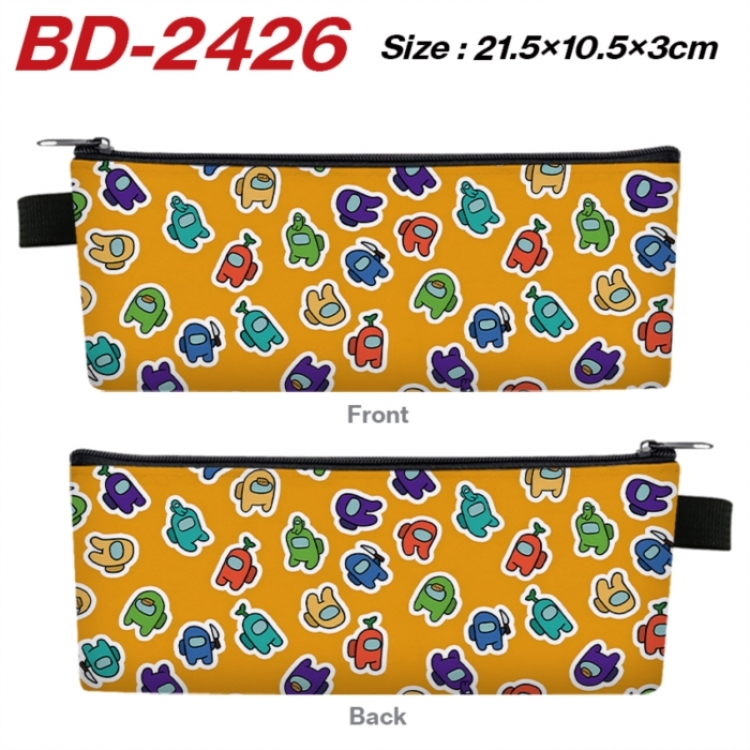 Among us Anime PU Leather Zipper Pencil Case Stationery Box 21.5X10.5X3CM