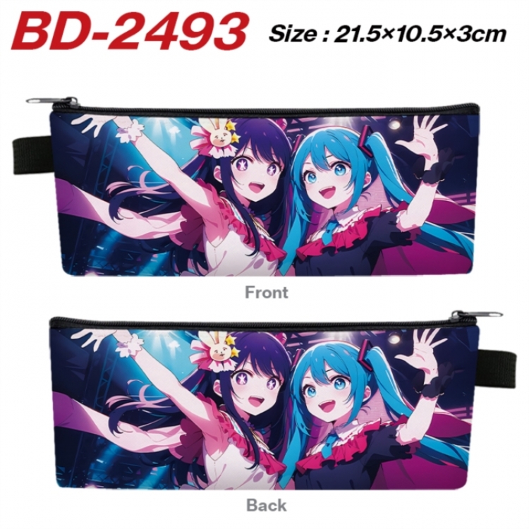 Hatsune Miku Anime PU Leather Zipper Pencil Case Stationery Box 21.5X10.5X3CM 