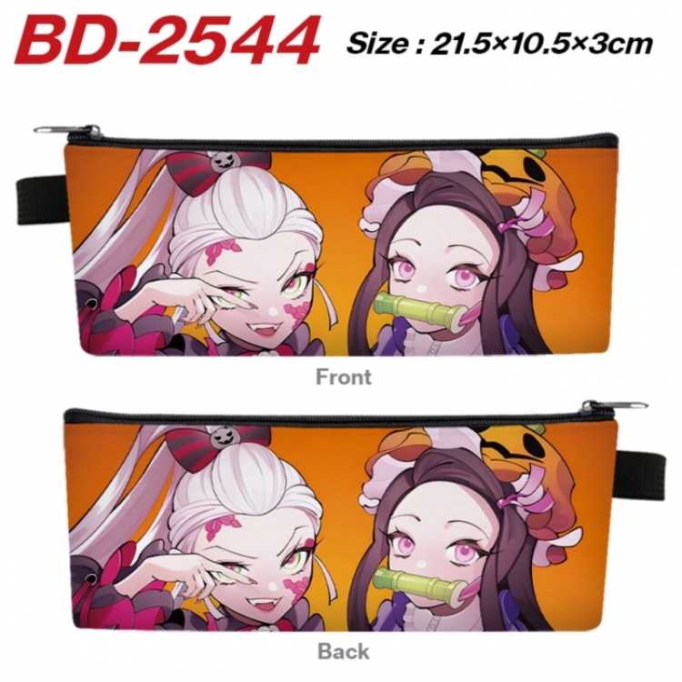 Demon Slayer Kimets Anime PU Leather Zipper Pencil Case Stationery Box 21.5X10.5X3CM 