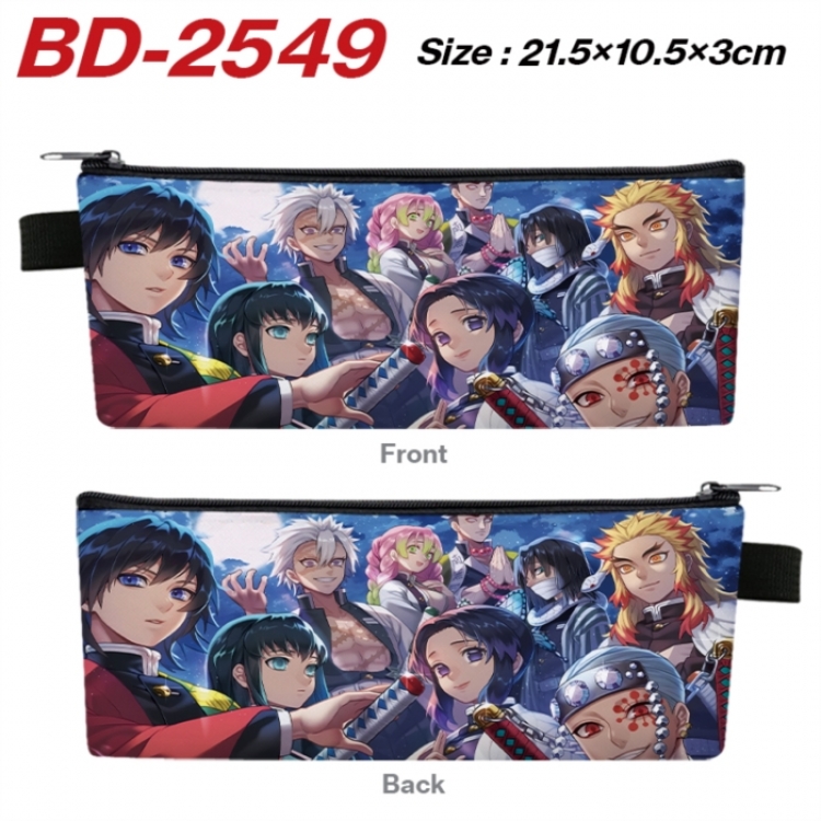 Demon Slayer Kimets Anime PU Leather Zipper Pencil Case Stationery Box 21.5X10.5X3CM 