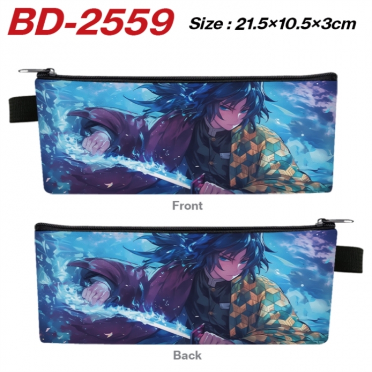 Demon Slayer Kimets Anime PU Leather Zipper Pencil Case Stationery Box 21.5X10.5X3CM 