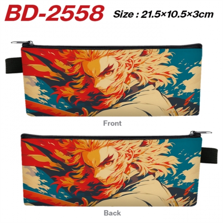 Demon Slayer Kimets Anime PU Leather Zipper Pencil Case Stationery Box 21.5X10.5X3CM 