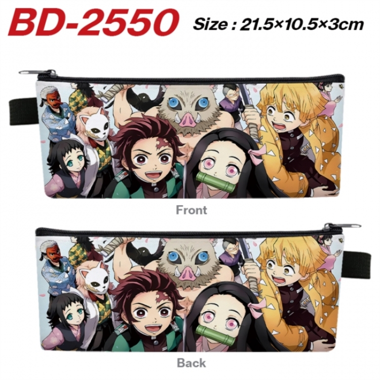 Demon Slayer Kimets Anime PU Leather Zipper Pencil Case Stationery Box 21.5X10.5X3CM 