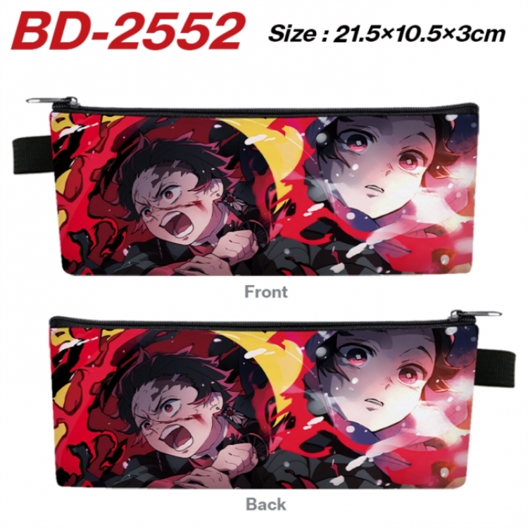 Demon Slayer Kimets Anime PU Leather Zipper Pencil Case Stationery Box 21.5X10.5X3CM 