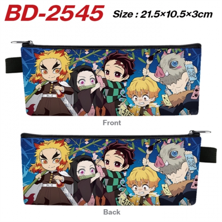 Demon Slayer Kimets Anime PU Leather Zipper Pencil Case Stationery Box 21.5X10.5X3CM 