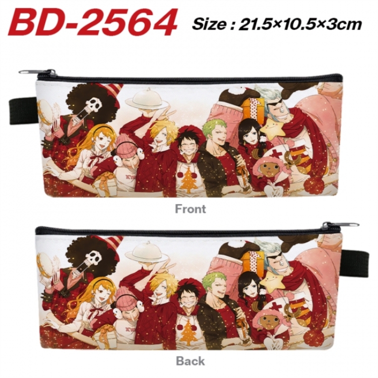 One Piece Anime PU Leather Zipper Pencil Case Stationery Box 21.5X10.5X3CM 