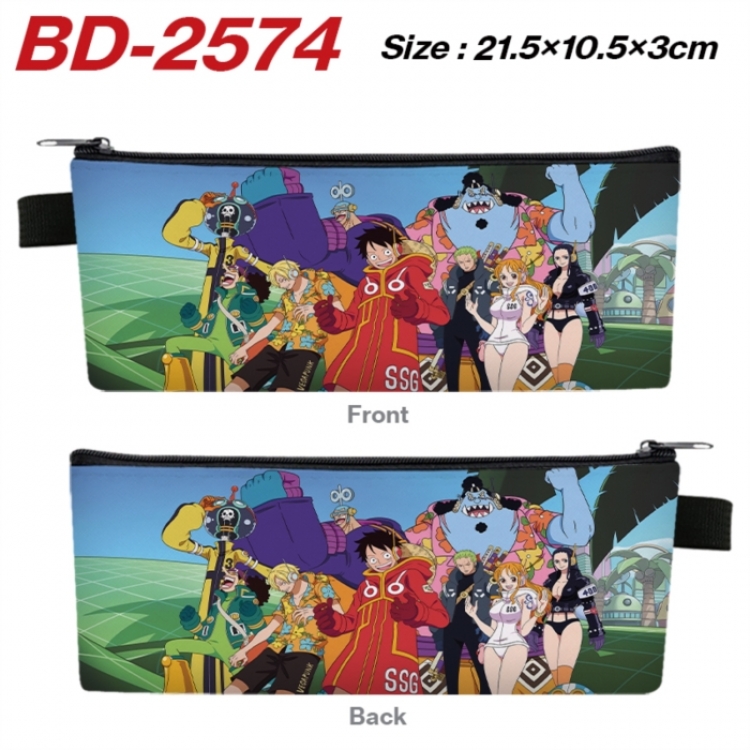 One Piece Anime PU Leather Zipper Pencil Case Stationery Box 21.5X10.5X3CM 
