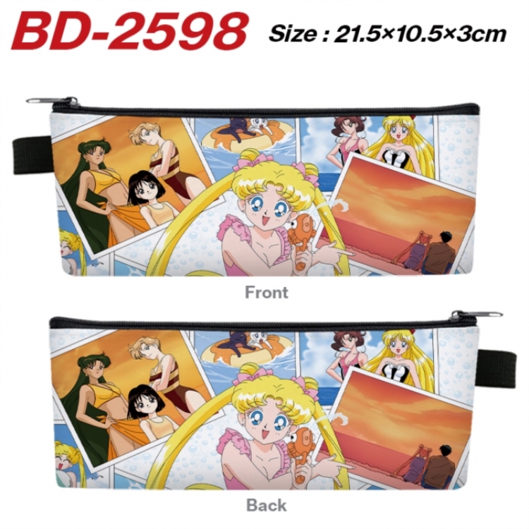 sailormoon Anime PU Leather Zipper Pencil Case Stationery Box 21.5X10.5X3CM 