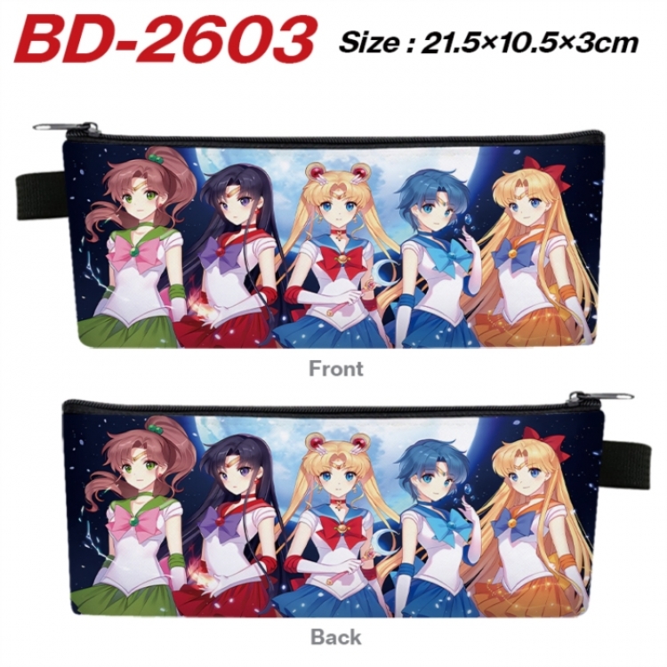 sailormoon Anime PU Leather Zipper Pencil Case Stationery Box 21.5X10.5X3CM 