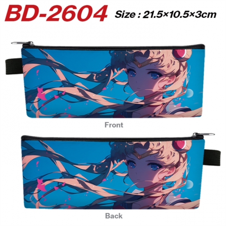 sailormoon Anime PU Leather Zipper Pencil Case Stationery Box 21.5X10.5X3CM 