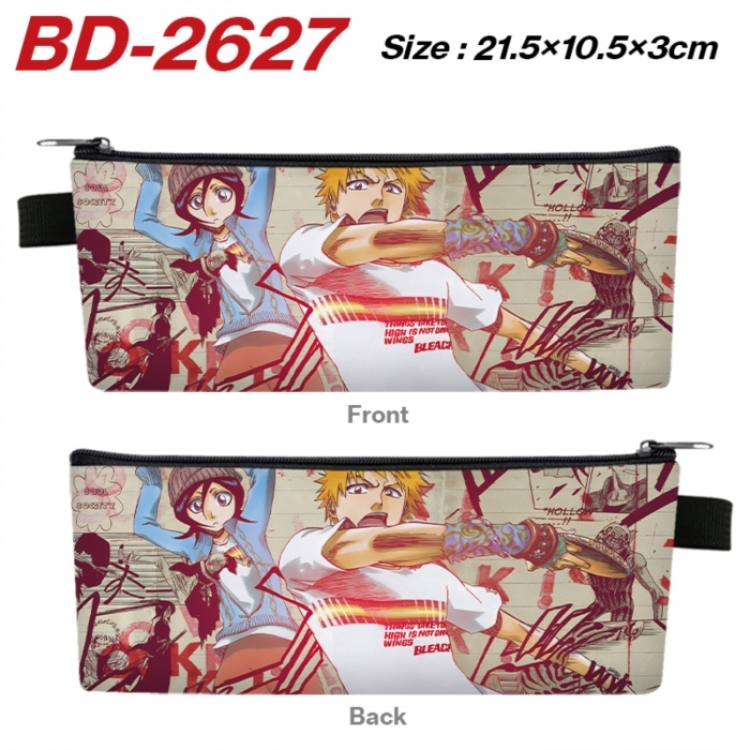 Bleach Anime PU Leather Zipper Pencil Case Stationery Box 21.5X10.5X3CM 