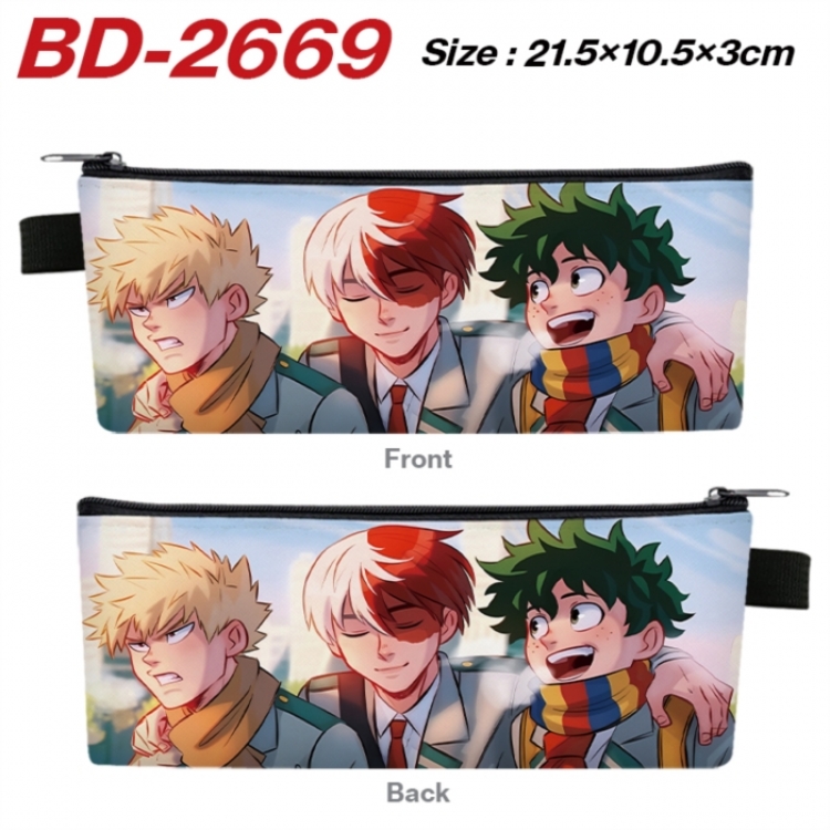 My Hero Academia Anime PU Leather Zipper Pencil Case Stationery Box 21.5X10.5X3CM 