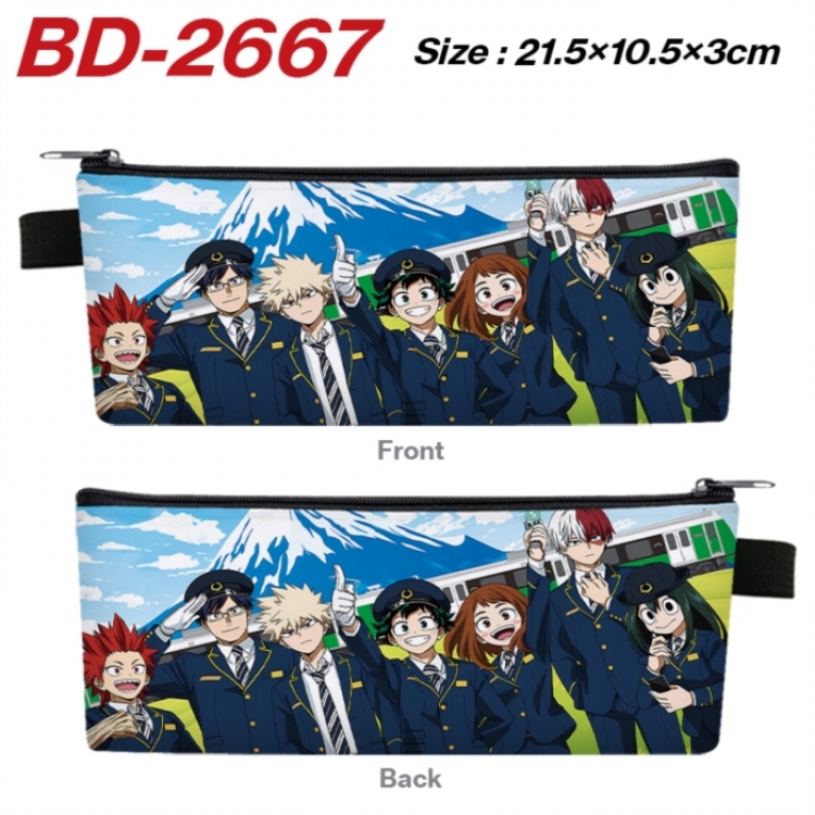 My Hero Academia Anime PU Leather Zipper Pencil Case Stationery Box 21.5X10.5X3CM 