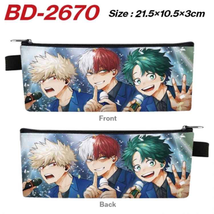 My Hero Academia Anime PU Leather Zipper Pencil Case Stationery Box 21.5X10.5X3CM 