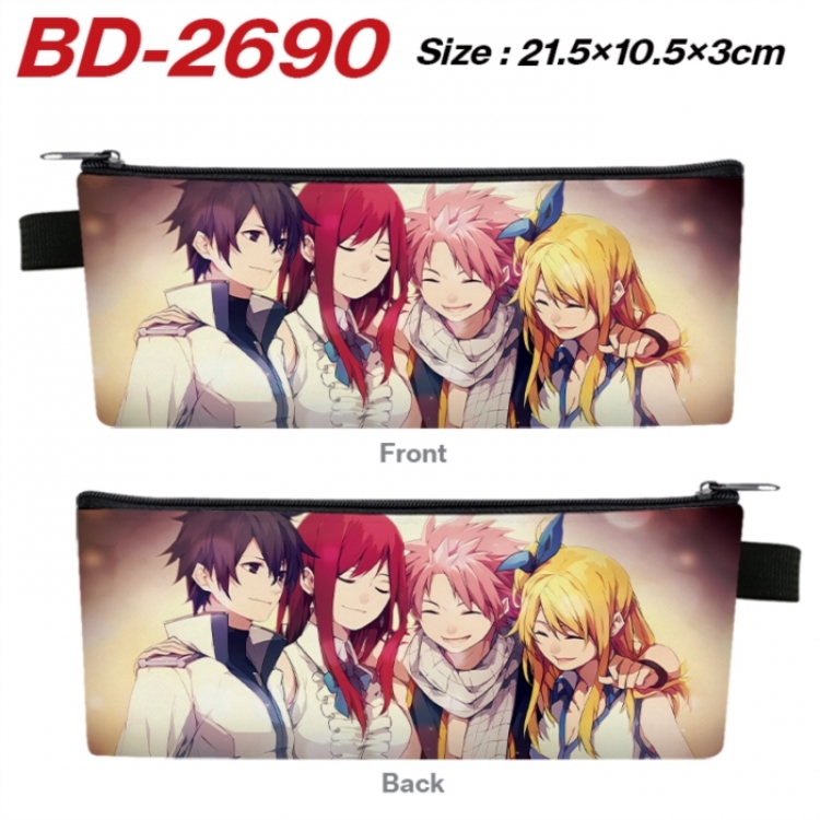 Fairy tail Anime PU Leather Zipper Pencil Case Stationery Box 21.5X10.5X3CM 