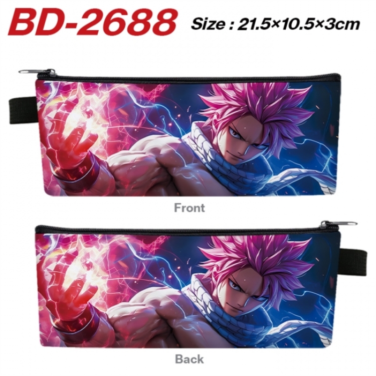 Fairy tail Anime PU Leather Zipper Pencil Case Stationery Box 21.5X10.5X3CM 