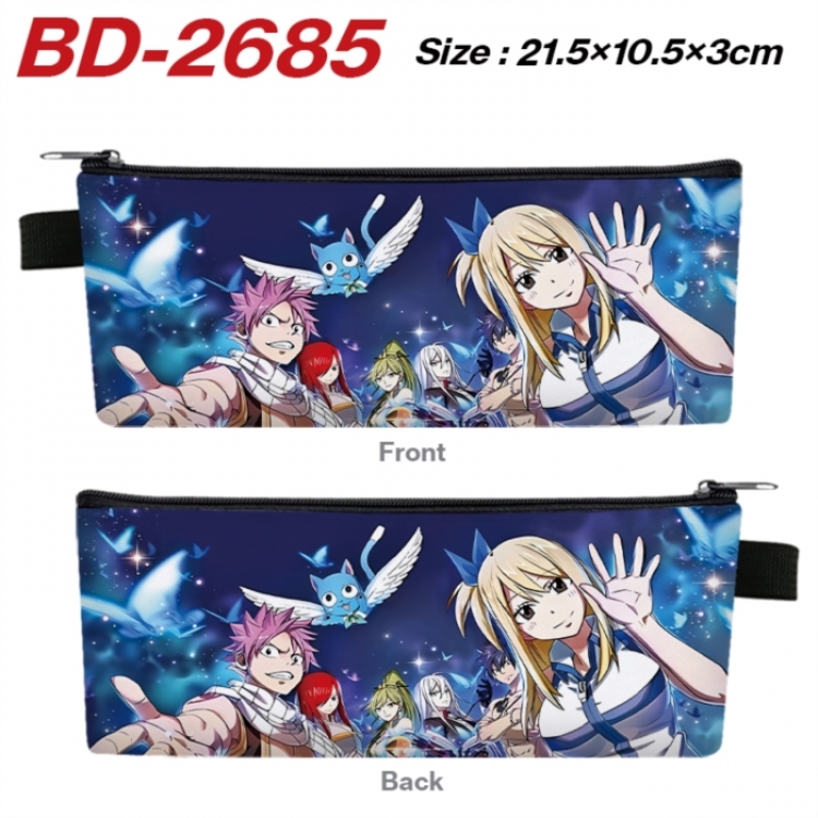 Fairy tail Anime PU Leather Zipper Pencil Case Stationery Box 21.5X10.5X3CM 