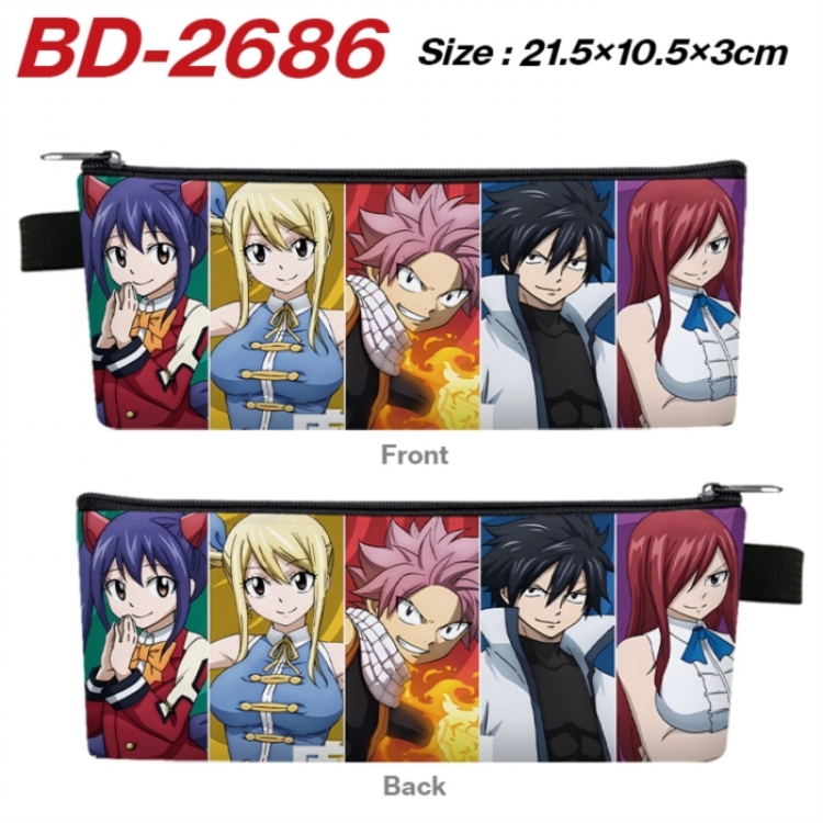 Fairy tail Anime PU Leather Zipper Pencil Case Stationery Box 21.5X10.5X3CM 