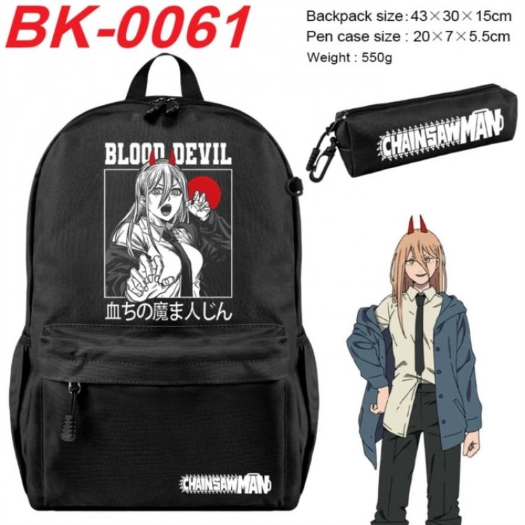 Chainsaw man Anime backpack pencil case set backpack 43X35X15CM