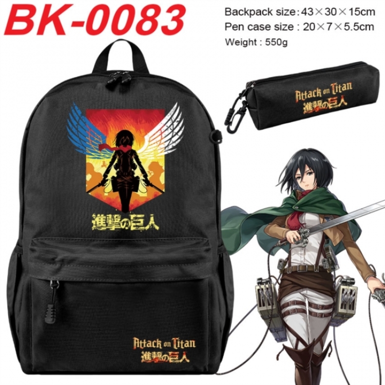 Shingeki no Kyojin Anime backpack pencil case set backpack 43X35X15CM