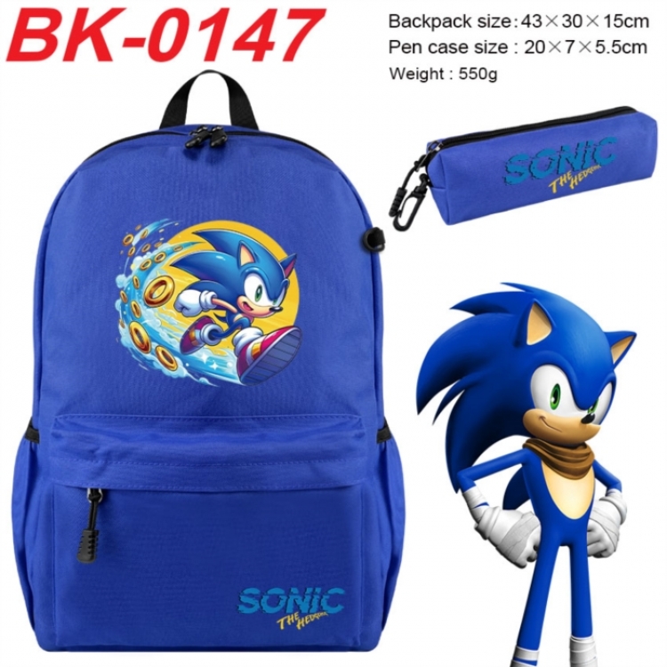 Sonic The Hedgehog Anime backpack pencil case set backpack 43X35X15CM