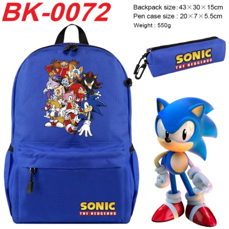 Sonic The Hedgehog Anime backpack pencil case set backpack 43X35X15CM