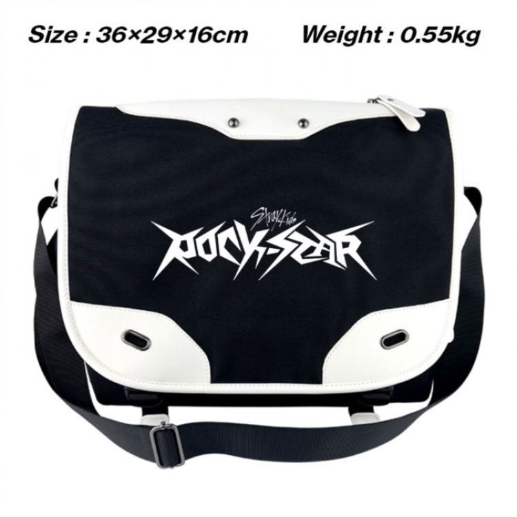 straykids Black and white anime waterproof nylon shoulder messenger bag schoolbag 36X29X16CM