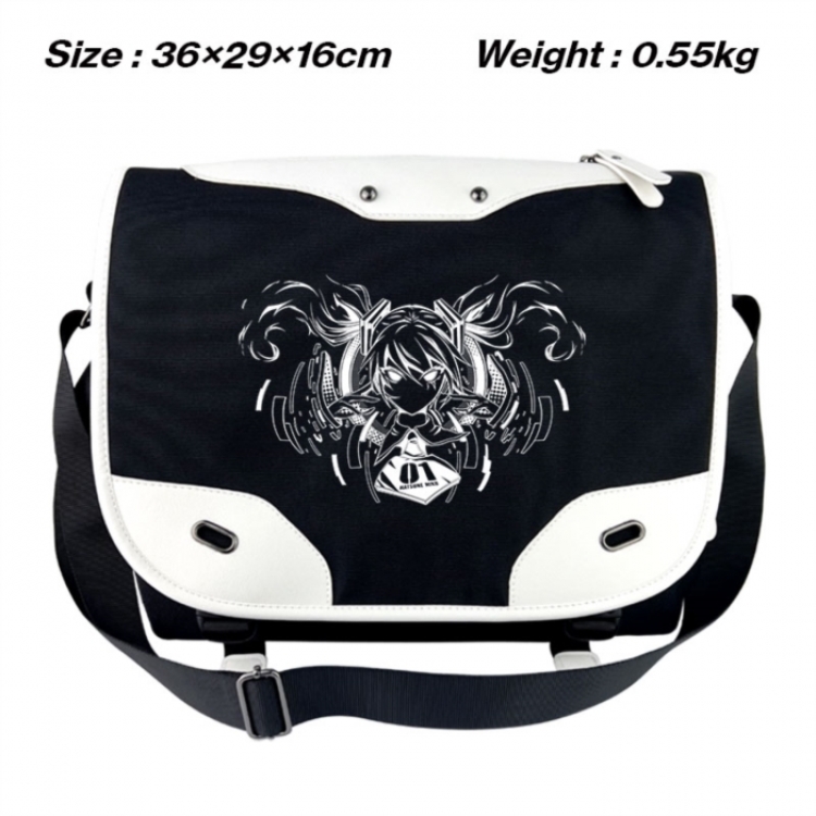 Hatsune Miku Black and white anime waterproof nylon shoulder messenger bag schoolbag 36X29X16CM