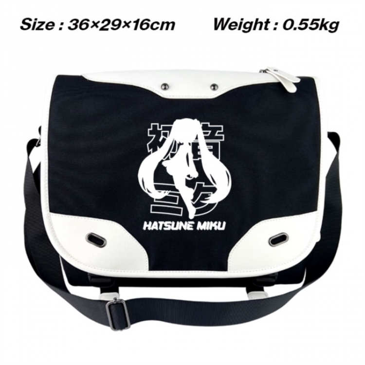 Hatsune Miku Black and white anime waterproof nylon shoulder messenger bag schoolbag 36X29X16CM