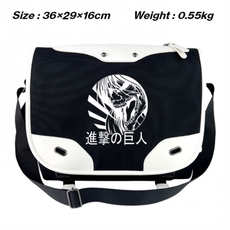 Shingeki no Kyojin Black and white anime waterproof nylon shoulder messenger bag schoolbag 36X29X16CM