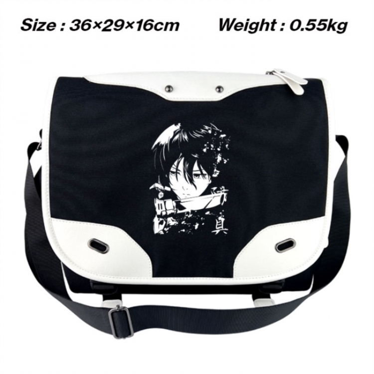 Shingeki no Kyojin Black and white anime waterproof nylon shoulder messenger bag schoolbag 36X29X16CM