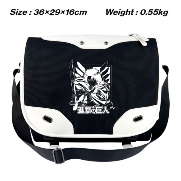 Shingeki no Kyojin Black and white anime waterproof nylon shoulder messenger bag schoolbag 36X29X16CM