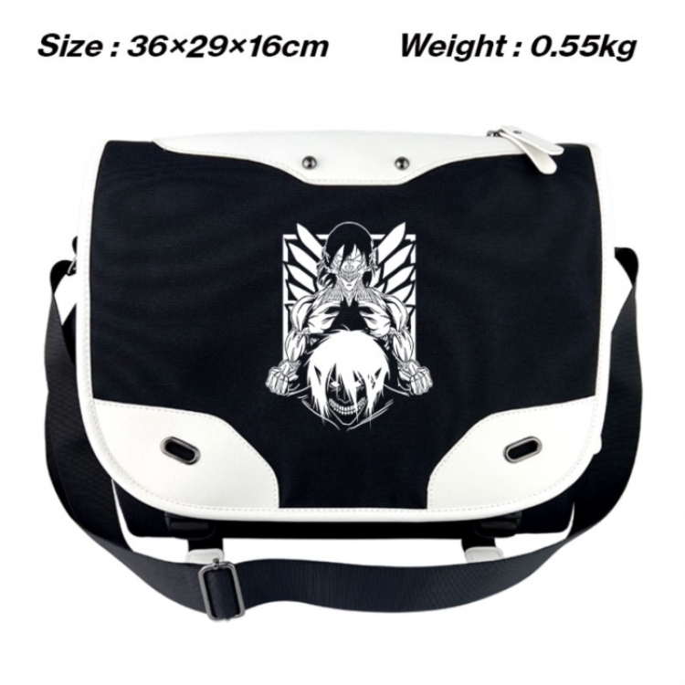 Shingeki no Kyojin Black and white anime waterproof nylon shoulder messenger bag schoolbag 36X29X16CM