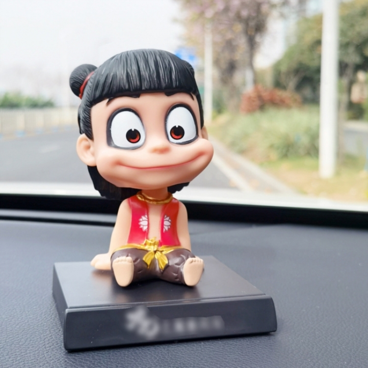 Nezha Anime shaking head car phone holder boxed small figurine ornament about 13CM 0.15KG