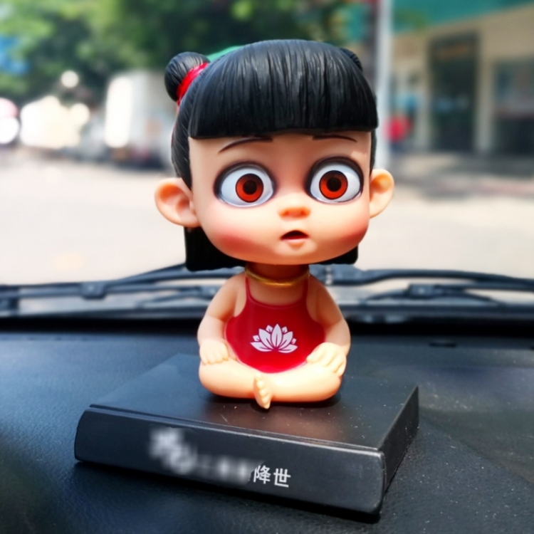 Nezha Anime shaking head car phone holder boxed small figurine ornament about 13CM 0.15KG