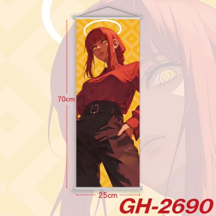 Chainsaw man Plastic Rod Cloth Small Hanging Canvas Painting Wall Scroll 25x70cm price for 5 pcs