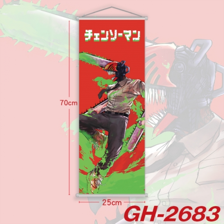 Chainsaw man Plastic Rod Cloth Small Hanging Canvas Painting Wall Scroll 25x70cm price for 5 pcs