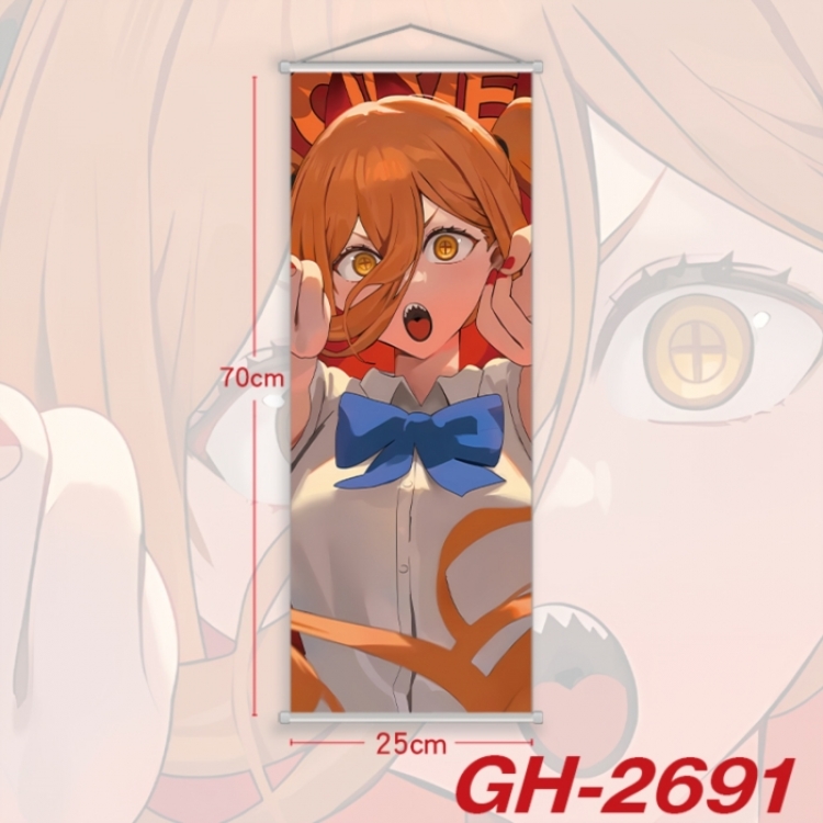 Chainsaw man Plastic Rod Cloth Small Hanging Canvas Painting Wall Scroll 25x70cm price for 5 pcs