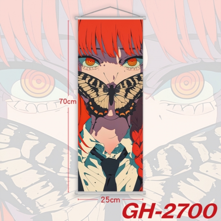 Chainsaw man Plastic Rod Cloth Small Hanging Canvas Painting Wall Scroll 25x70cm price for 5 pcs