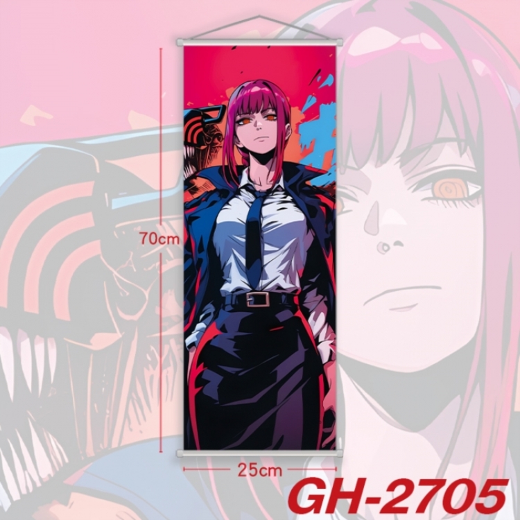 Chainsaw man Plastic Rod Cloth Small Hanging Canvas Painting Wall Scroll 25x70cm price for 5 pcs