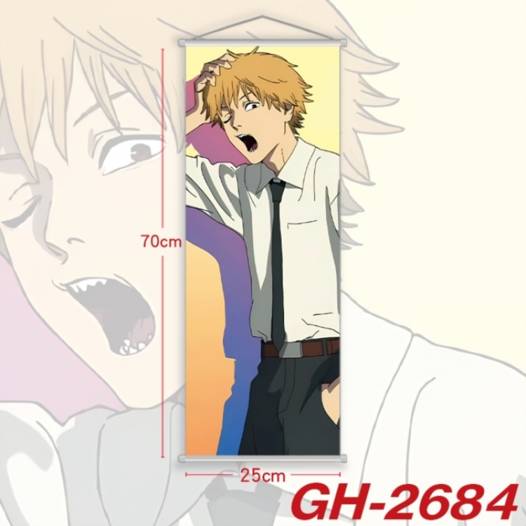 Chainsaw man Plastic Rod Cloth Small Hanging Canvas Painting Wall Scroll 25x70cm price for 5 pcs